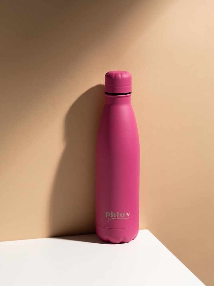 metalowa różowa butelka termiczna