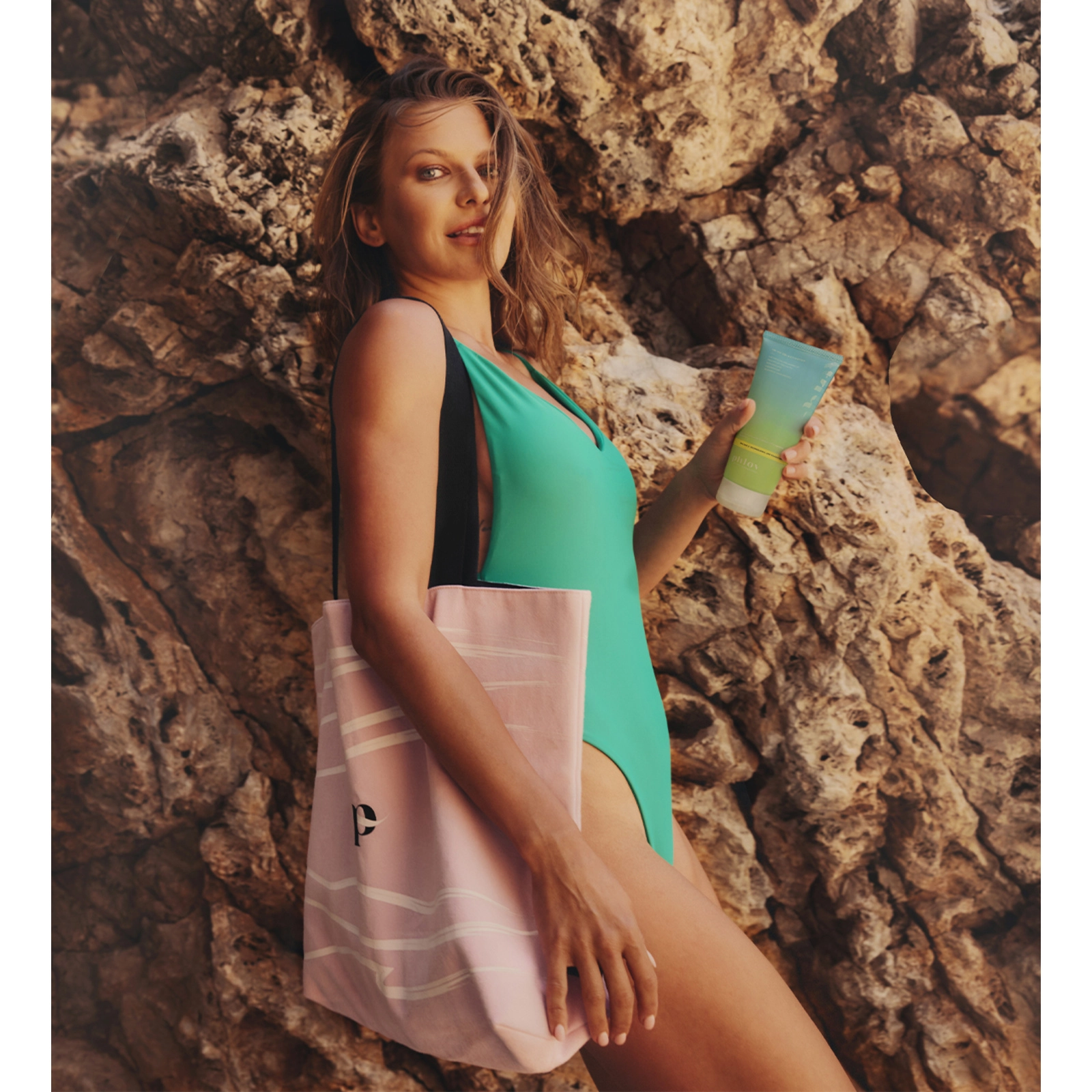 Torba plażowa z eko-materiałów Pink Wave Bag