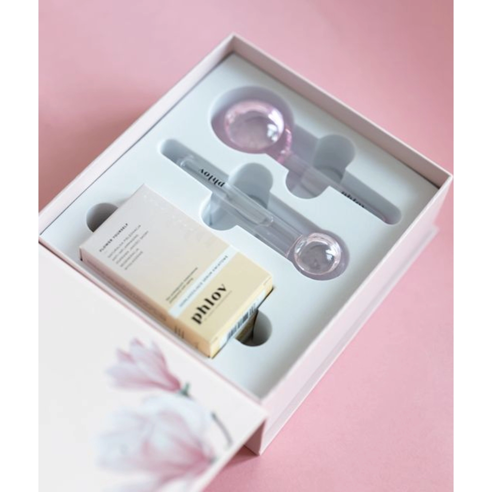 Szklane masażery + serum Flower Yourself